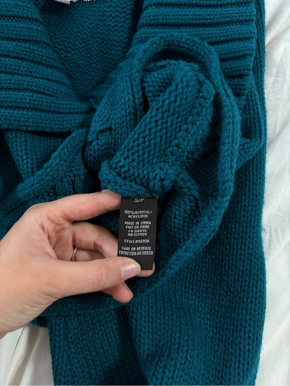 Cropped Teal Rib-Knit Button Cardigan - Picture 5 of 5